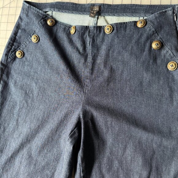 G.I.L.I. Nautical Wide Leg Mid Rise Denim Trousers US Size 18W, UK 22 - Picture 4 of 9